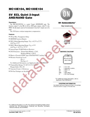 MC10E104FNR2 datasheet  